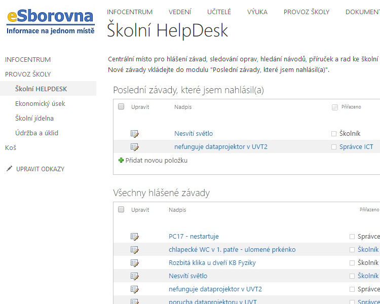 eSborovna - HelpDesk